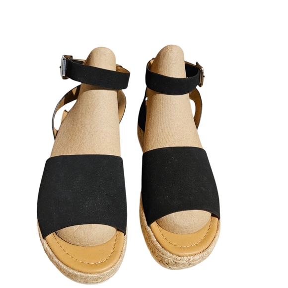 Soda Black Espadrille Wedge Sandals - Picture 2 of 7